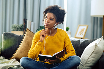 woman studying